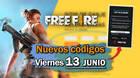 Códigos diarios de Free Fire para el viernes 13 de junio de 2025