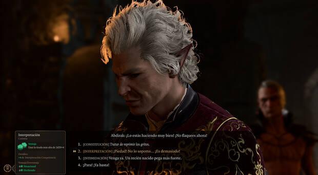 Baldur's Gate 3 - Contestar con Interpretación en la tortura de Abdirak